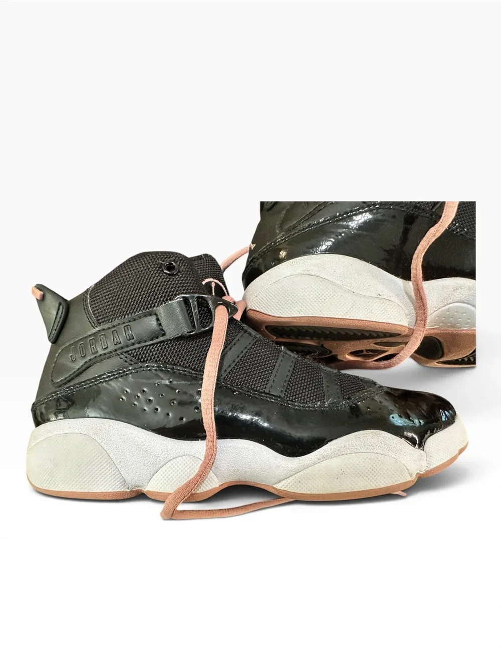 Jordan 6 Rings Black/Pink Mid Top Lace-Up Sneaker Youth 2.5Y 323432-068